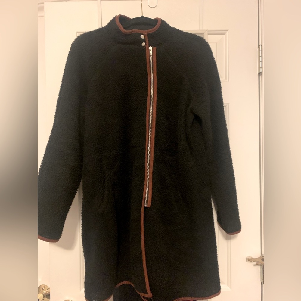 Brushed Sherpa 3/4 length coat. No liner, but warm